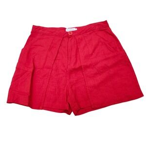 Lili‎ Sidonio Molly Bracken Red Linen Blend Skort Sz S High Waist Pleated Pocket